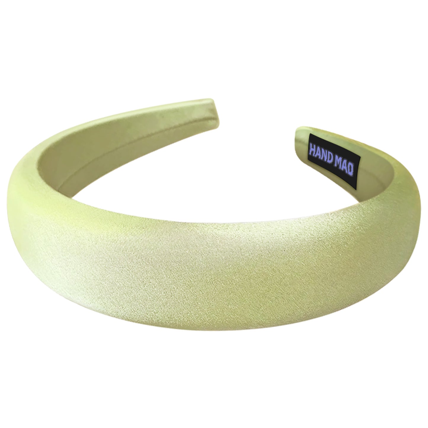 Serre-tête Large Laurel en Satin Coussiné Jaune Poudré