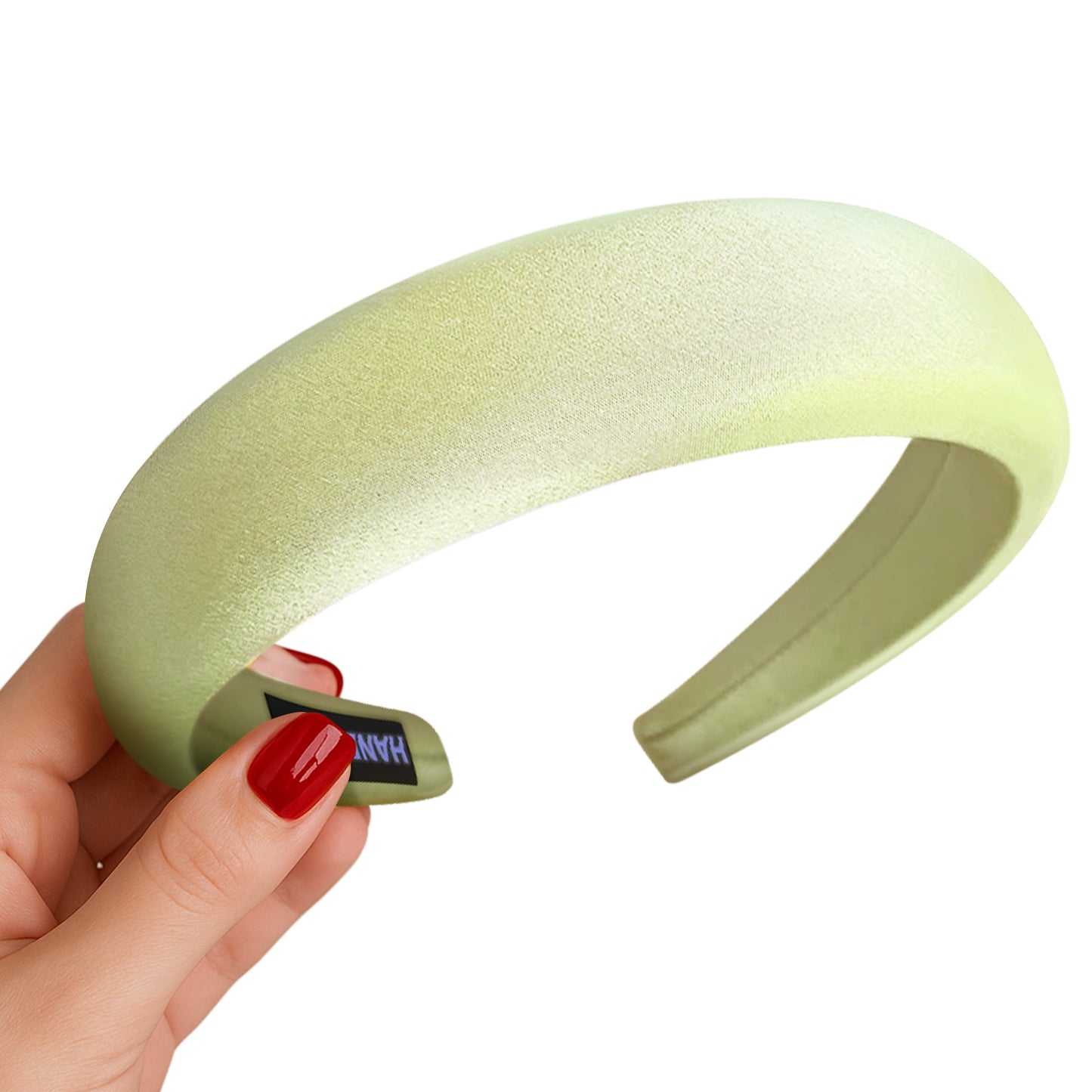 Serre-tête Large Laurel en Satin Coussiné Jaune Poudré