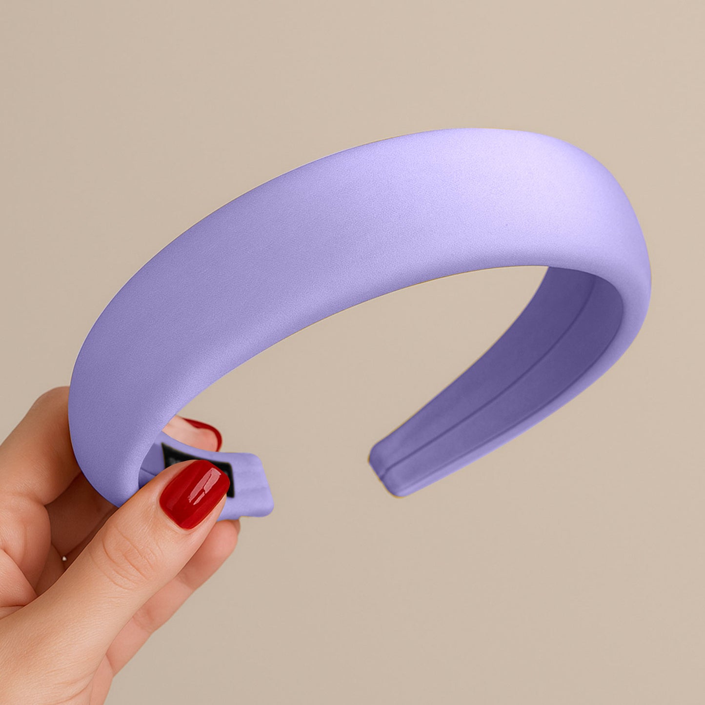 Serre-tête Large Laurel en Satin Coussiné Violet