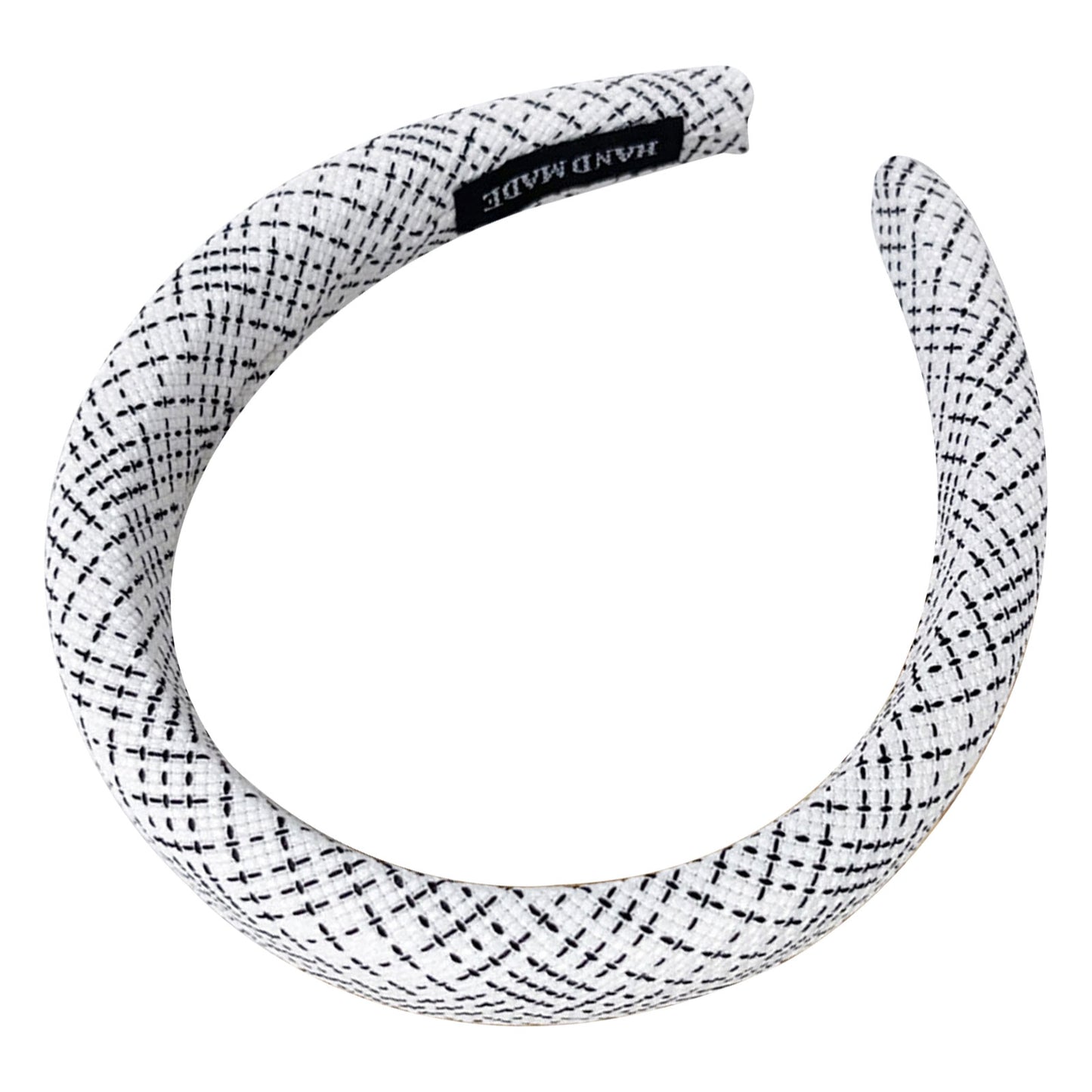 Serre-tête Large en Tweed à Carreaux Vera Blanc