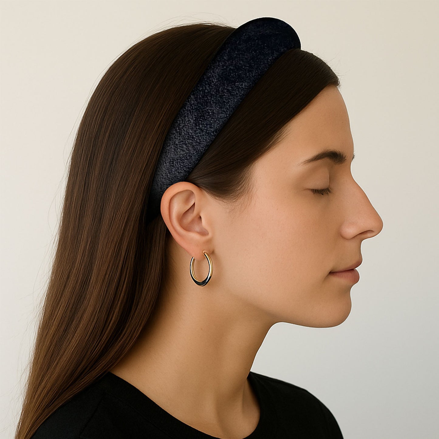 Serre-tête Large en Velours Fallon Noir