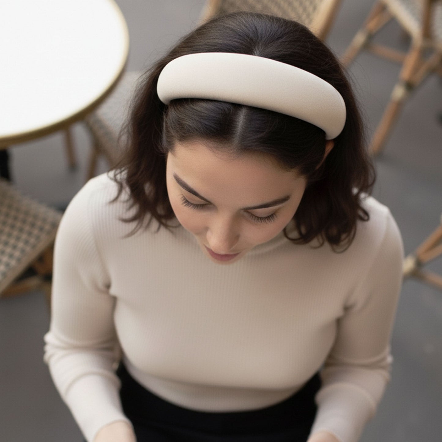 Serre-tête Large Velvet Cloud Monica Beige