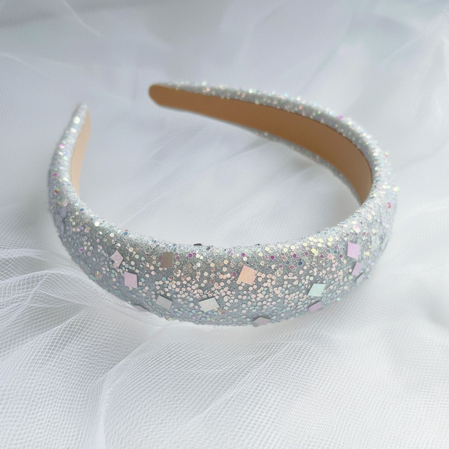 Serre-tête Large Peggy Glitter Cloud Argenté