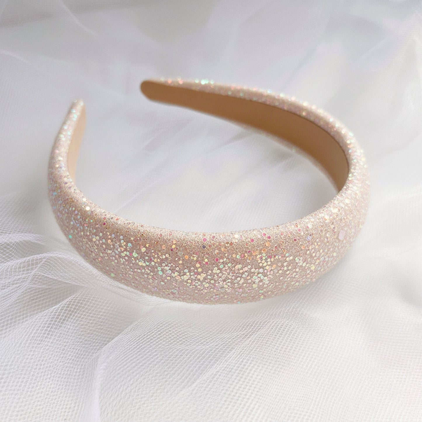 Serre-tête Large Morganna Glitter Cloud Champagne