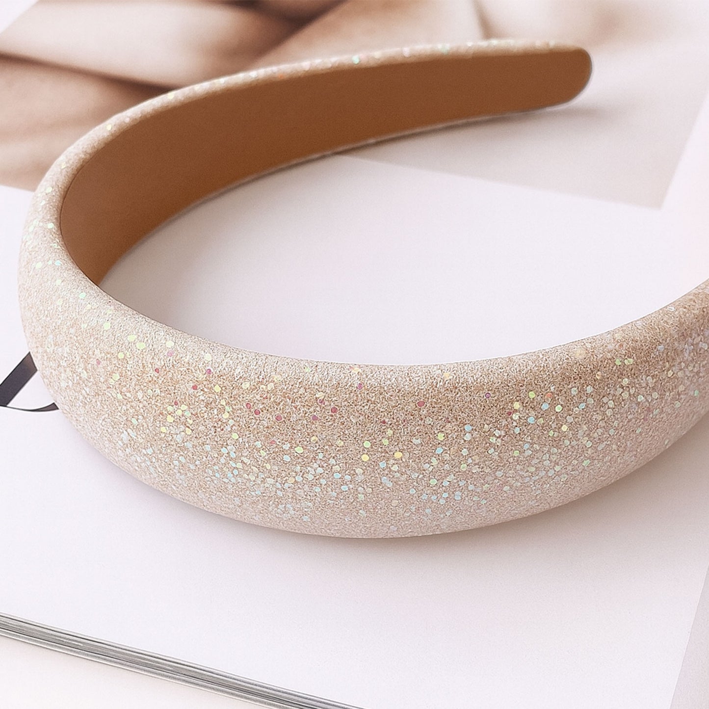 Serre-tête Large Morganna Glitter Cloud Champagne