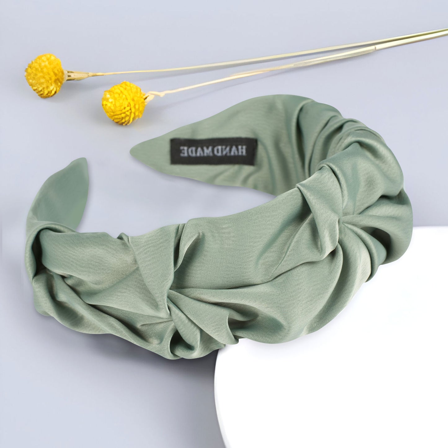 Serre-Tête Tressé pour Cheveux en Tissu Doux Uni Vintage Bleu