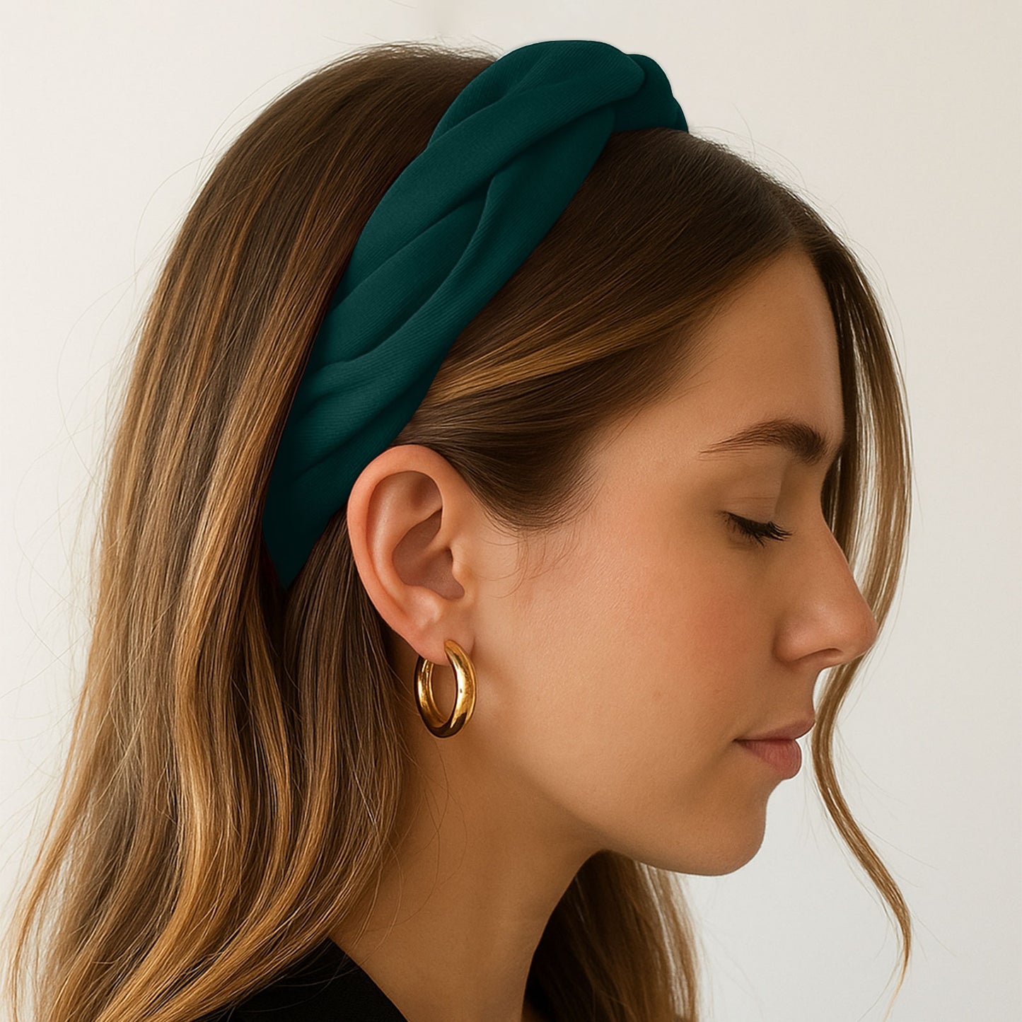 Serre-tête Tressé en Tissu Doux Majesty Vert