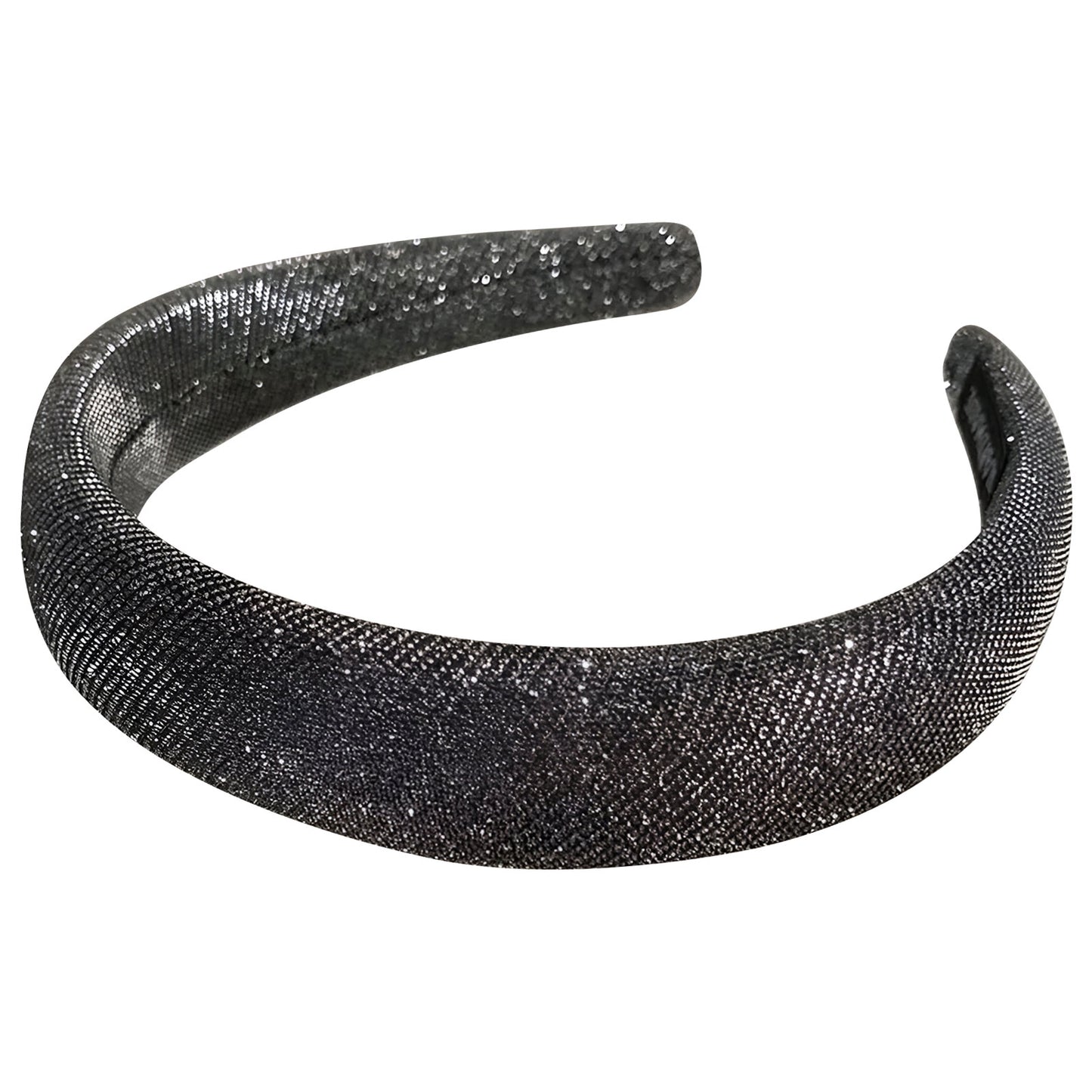 Serre-tête Large en Tissu Brillant Aurelia Gris Foncé