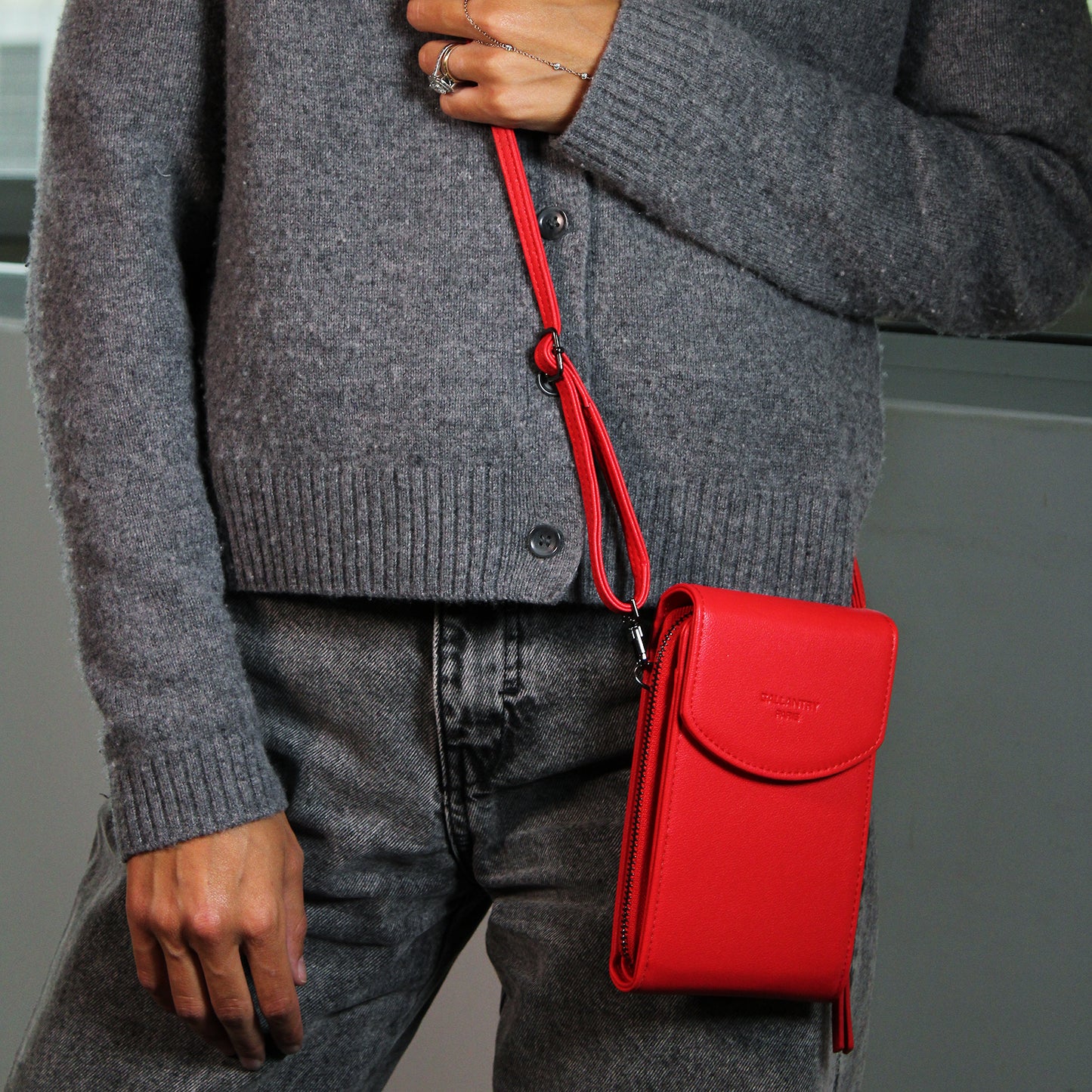 Sac Crossbody à Rabat Multi-Compartiments La Partenaire Rouge