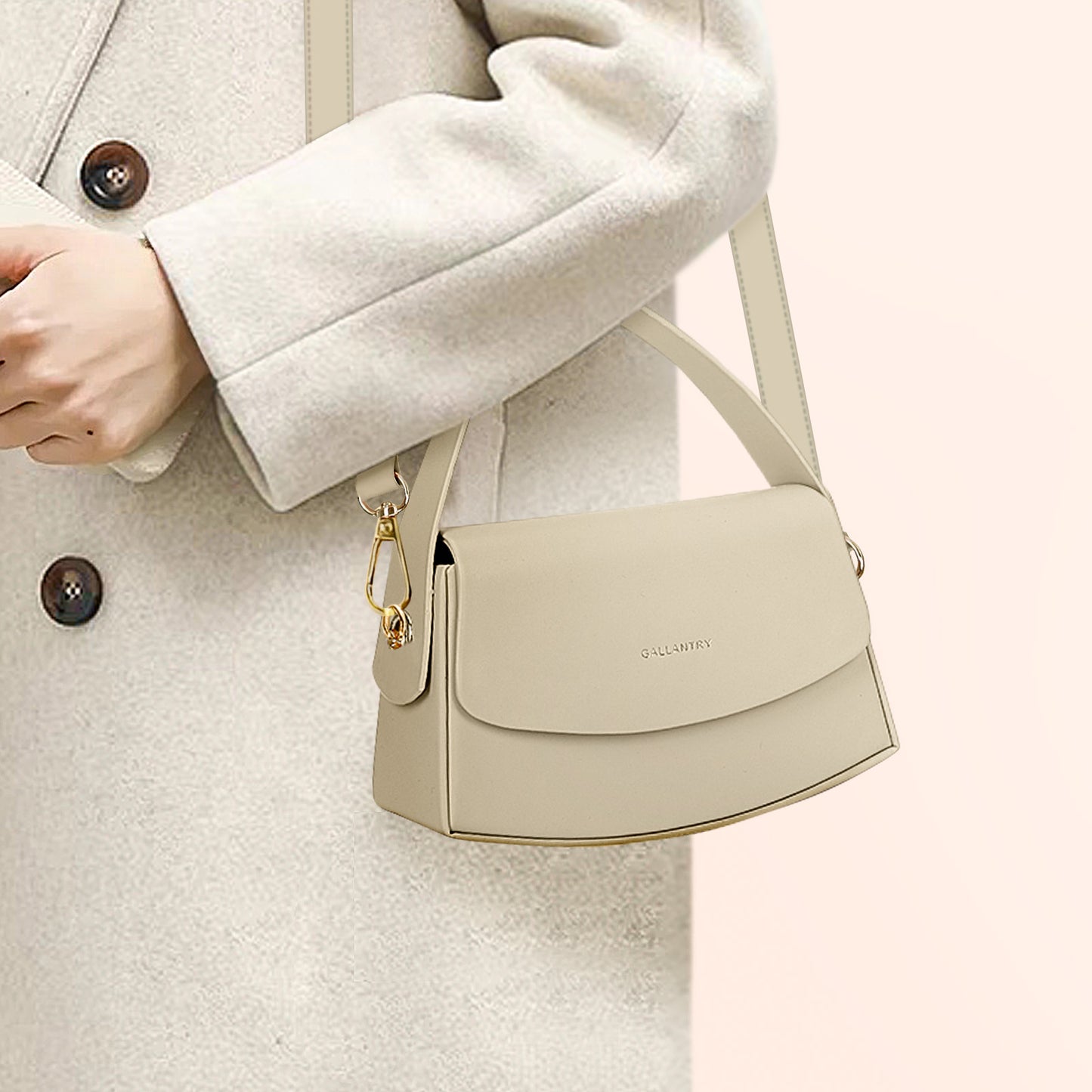 Sac Baguette à Épaule Bandoulière La Discrétion Beige