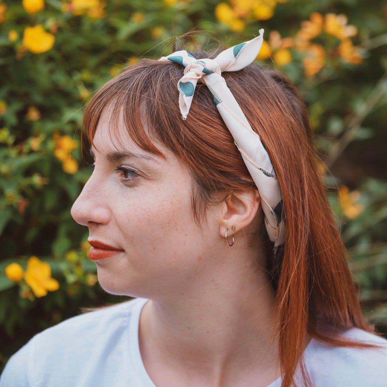 bandana blanc pois vert