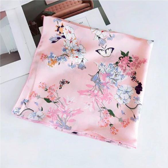 bandana cheveux rose fleuri