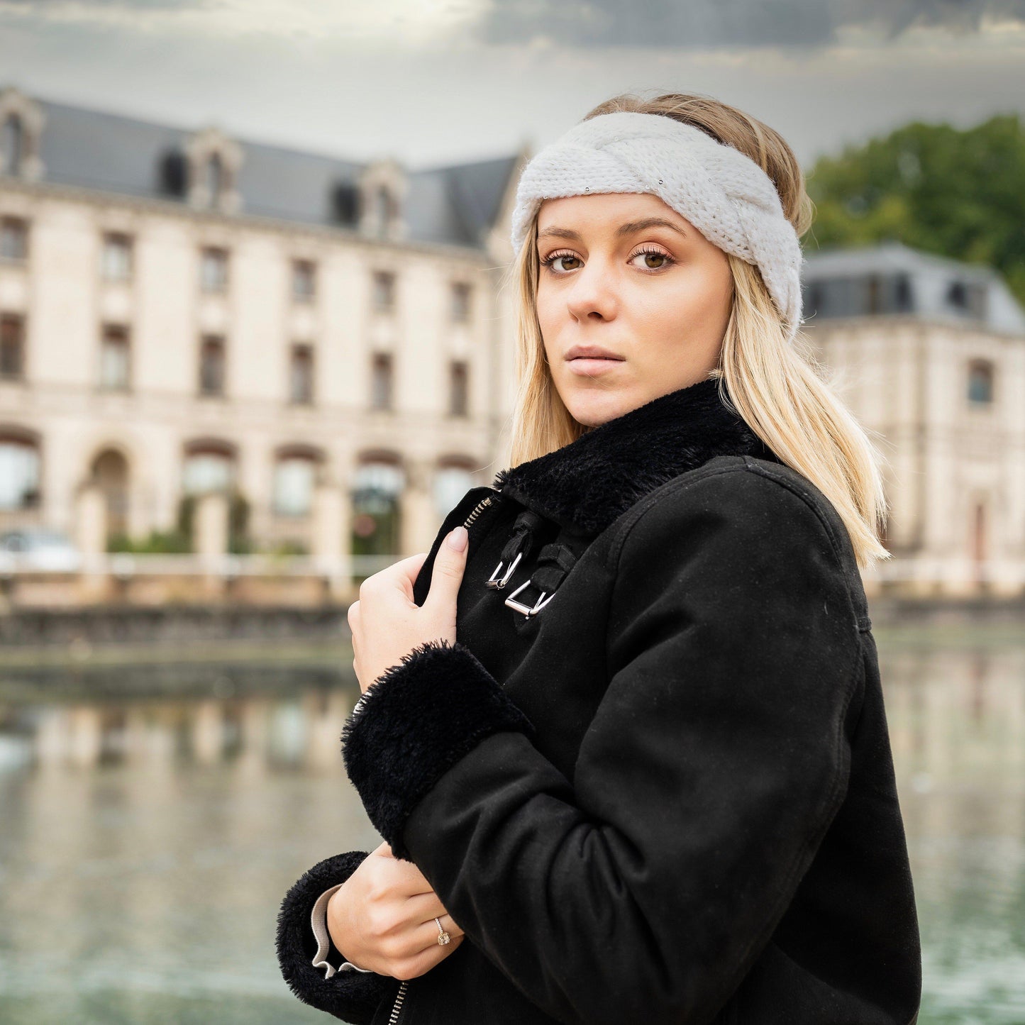 bandeau blanc en laine