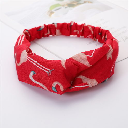 bandeau rouge motif flamants rose