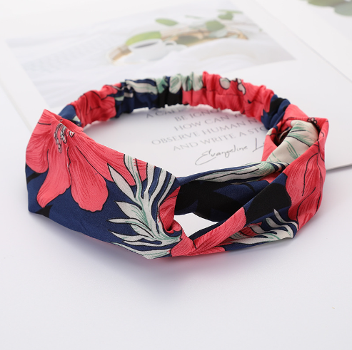 Bandeau cheveux femme tropical fleur rouge