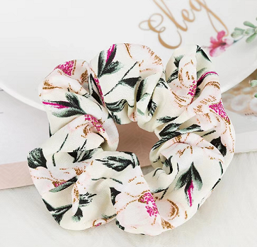 Chouchou Cheveux blanc fleuri - Nelly