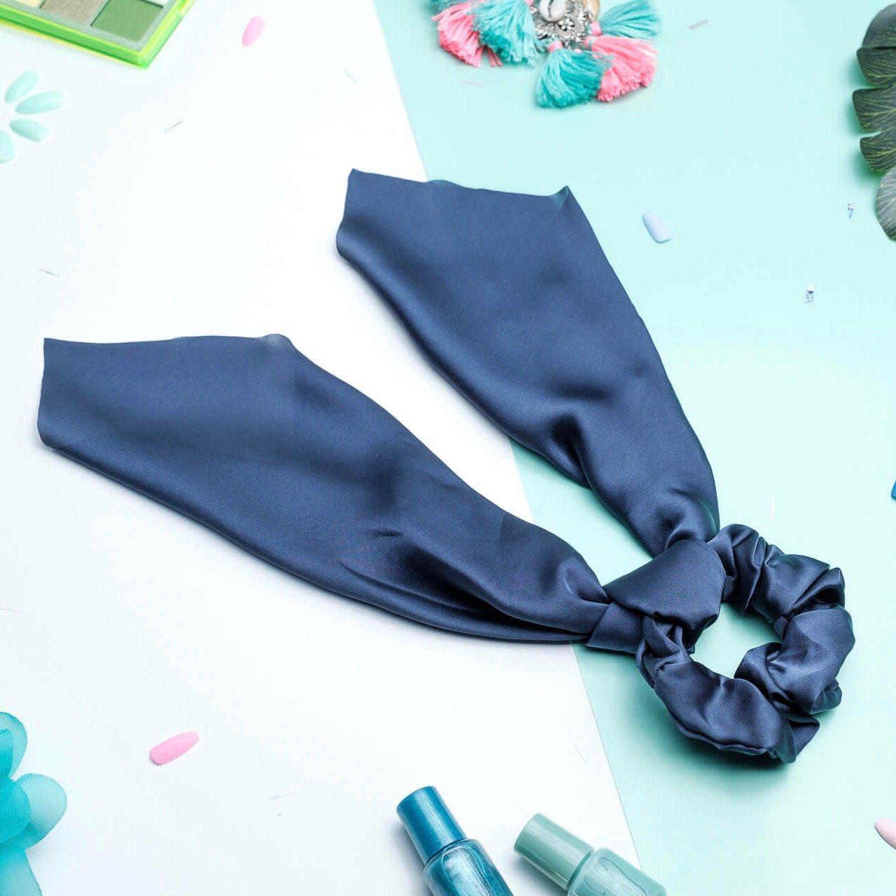 chouchou foulard bleu marine