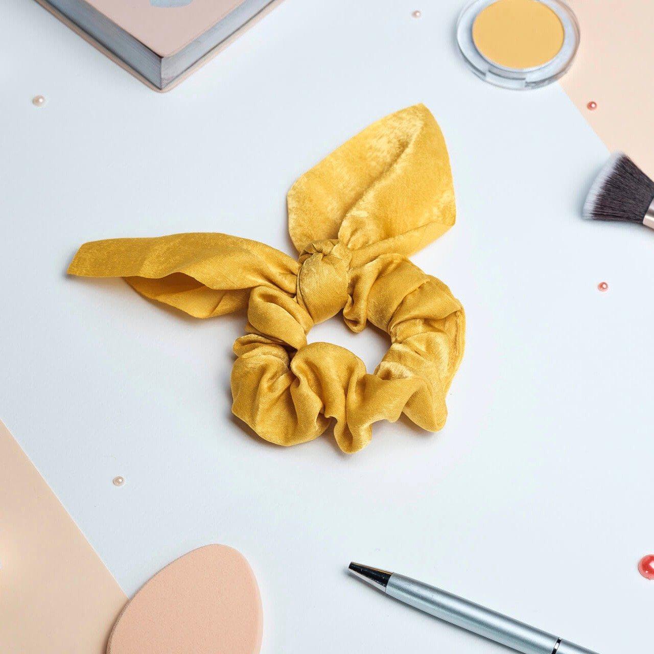 chouchou foulard court jaune
