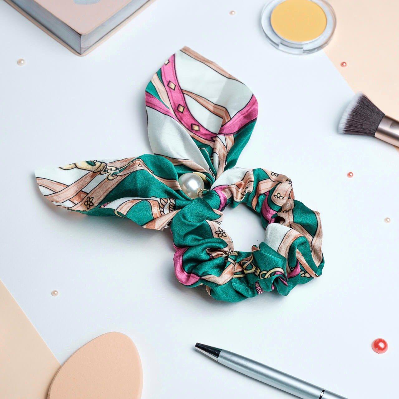chouchou foulard court vert