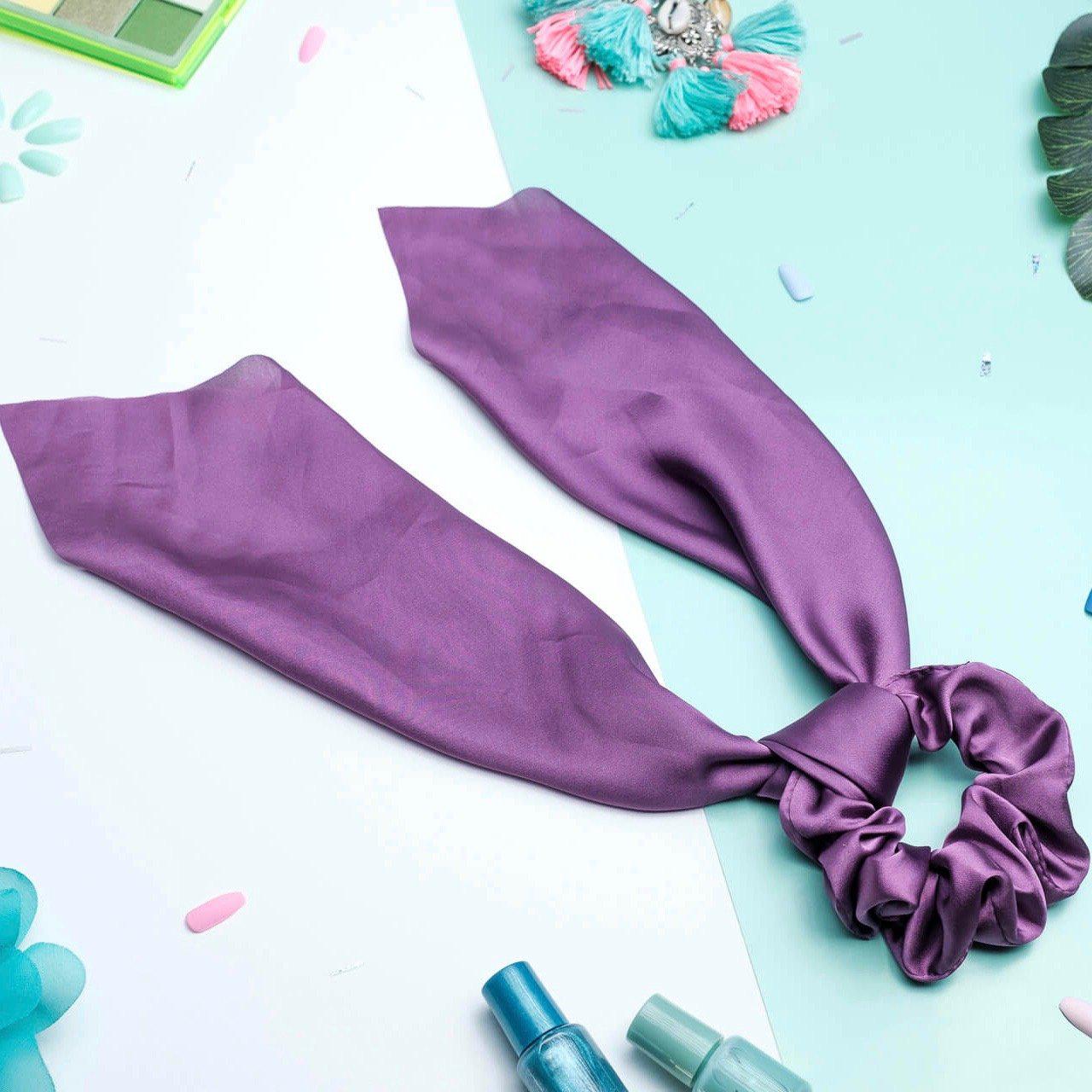 chouchou foulard mauve