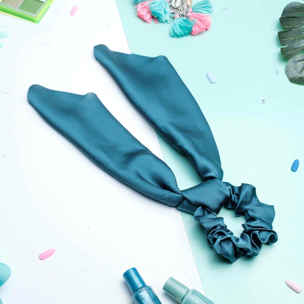 chouchou foulard vert cheveux