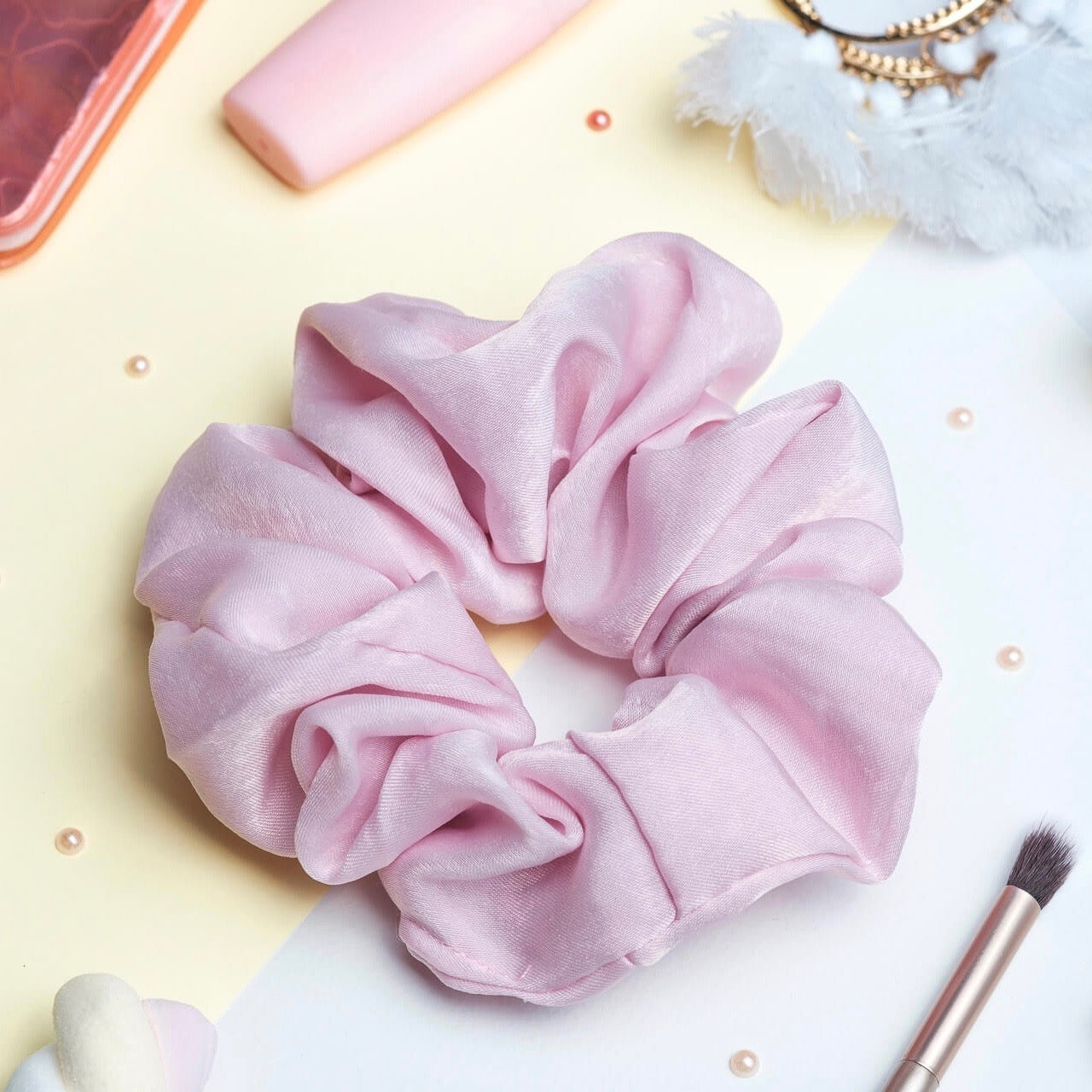 chouchou rose cheveux fille