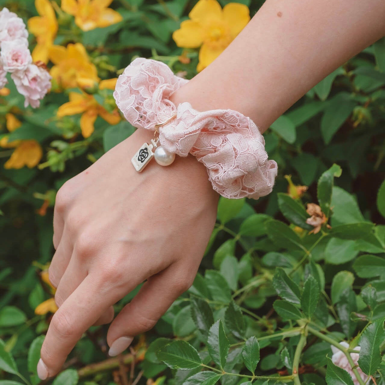 chouchou rose poudré