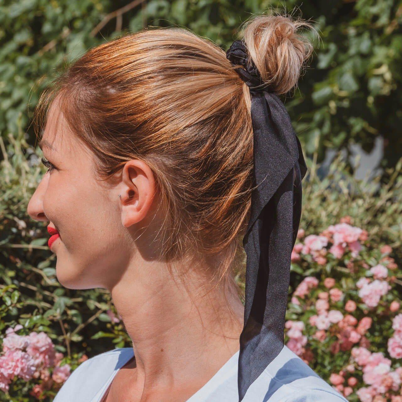 foulard noir pour cheveux