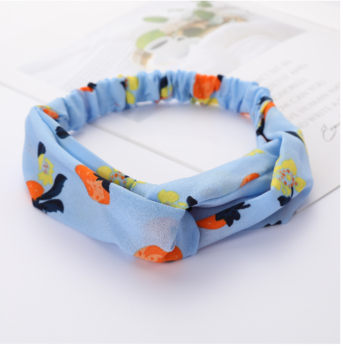 headband cheveux femme bleu fleuri