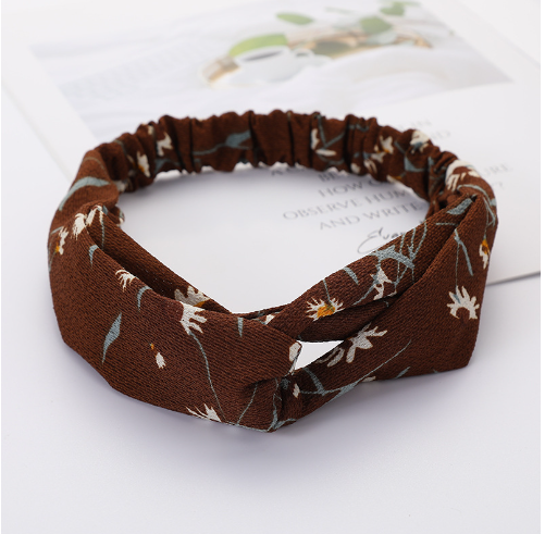 BANDEAU BRUN FLEURI FEMME