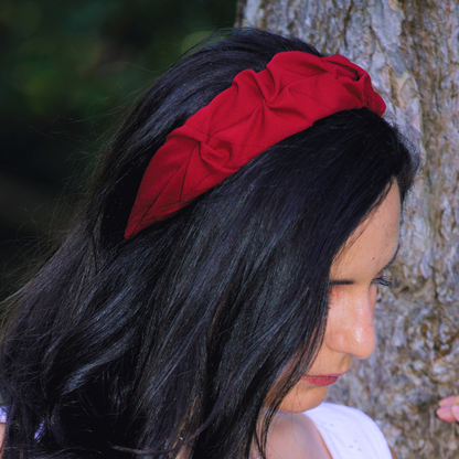 Serre-tête Tressé en Tissu Doux Majesty Bordeaux