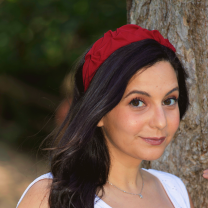 Serre-tête Tressé en Tissu Doux Majesty Bordeaux