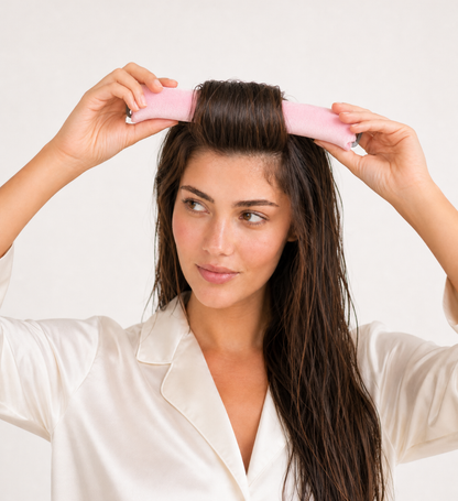 Bigoudi Sans Chaleur Soft Waves en Velours Rose Poudré