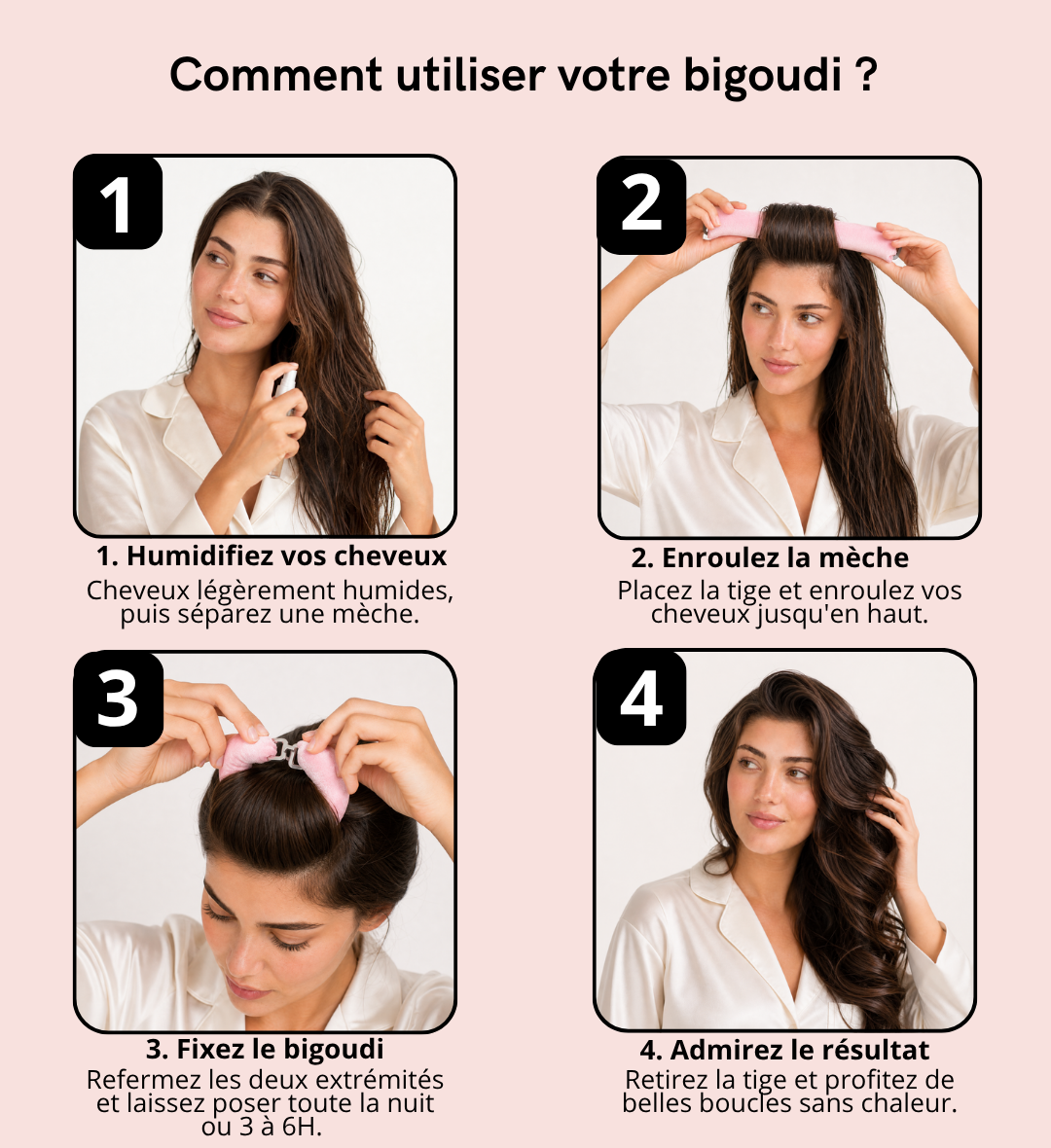 Bigoudi Sans Chaleur Soft Waves en Velours Crème