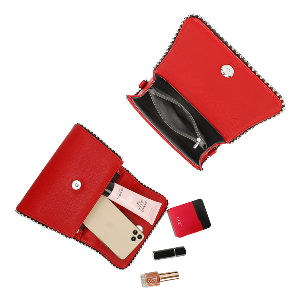 Sac à Main Clouté à Bandoulière Roxy Rouge