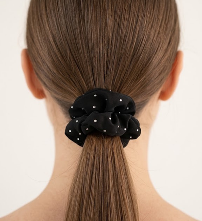 Chouchou en Satin Noir Lénie avec Strass