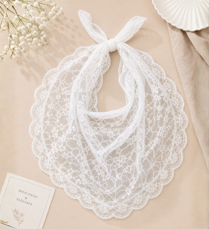 Bandana Dentelle Fleur de Coton Blanc