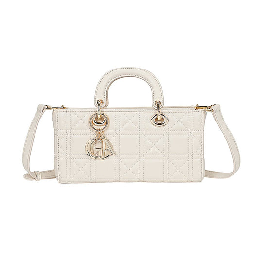 Sac à Main Matelassé Graphique à Bandoulière Le Souffle Beige