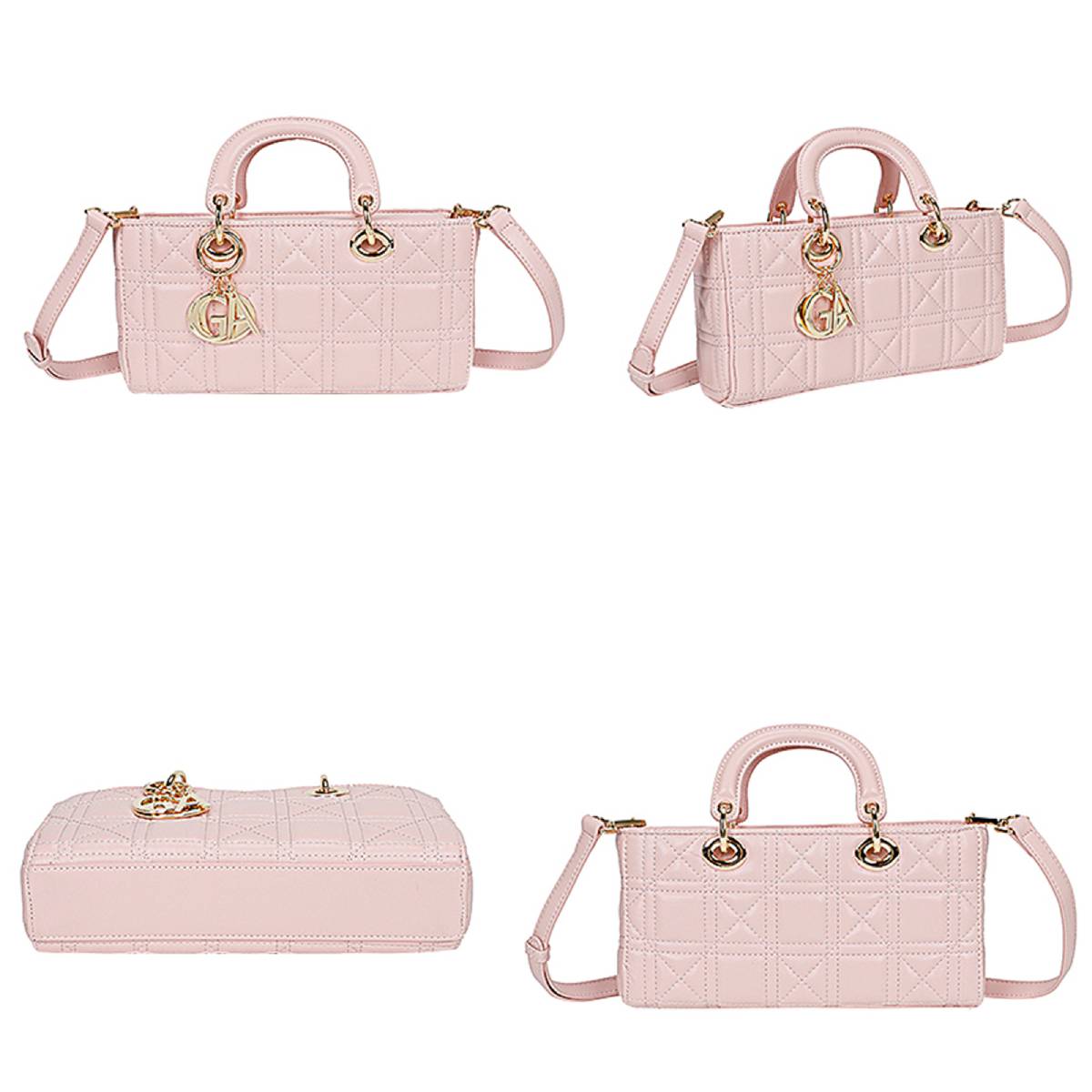 Sac à Main Matelassé Graphique à Bandoulière Le Souffle Rose