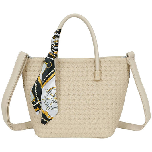 Sac à Main avec Bandoulière à Motif Tressé La Muse Beige