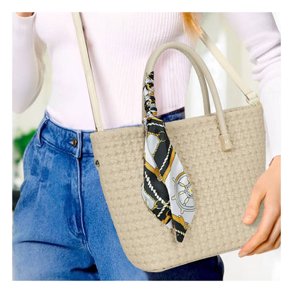 Sac à Main avec Bandoulière à Motif Tressé La Muse Beige