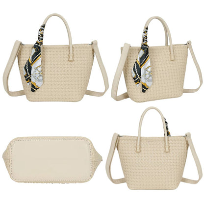 Sac à Main avec Bandoulière à Motif Tressé La Muse Beige