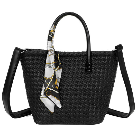 Sac à Main avec Bandoulière à Motif Tressé La Muse Noir