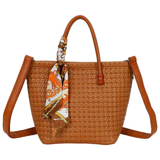 Sac à Main avec Bandoulière à Motif Tressé La Muse Marron