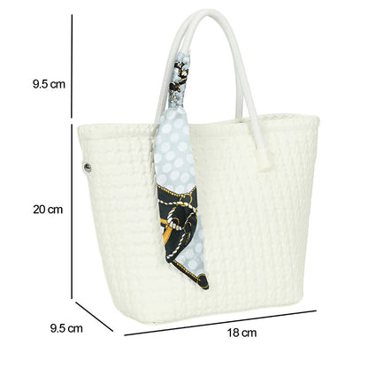 Sac à Main avec Bandoulière à Motif Tressé La Muse Blanc
