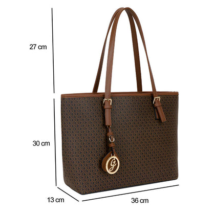 Sac Cabas Imprimé Calligraphique L'Empreinte Marron