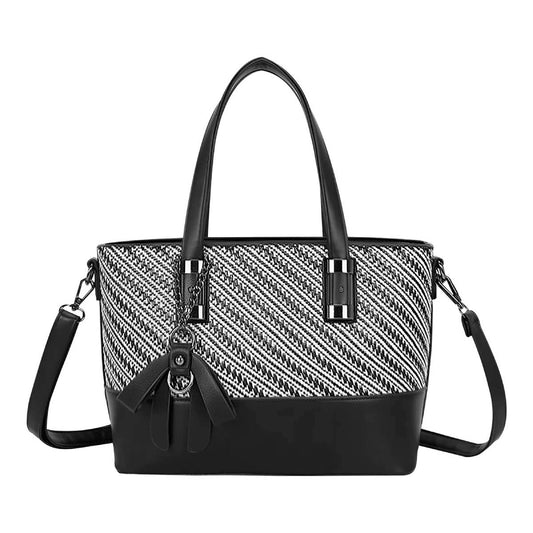 Sac Cabas à Imprimé Graphique Bi-Matière La Discrète Audace Noir