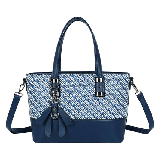 Sac Cabas à Imprimé Graphique Bi-Matière La Discrète Audace Bleu
