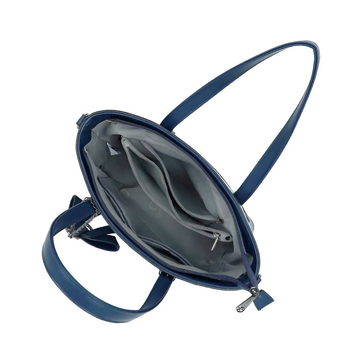 Sac Cabas à Imprimé Graphique Bi-Matière La Discrète Audace Bleu