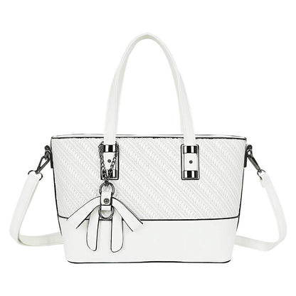Sac Cabas à Imprimé Graphique Bi-Matière La Discrète Audace Blanc